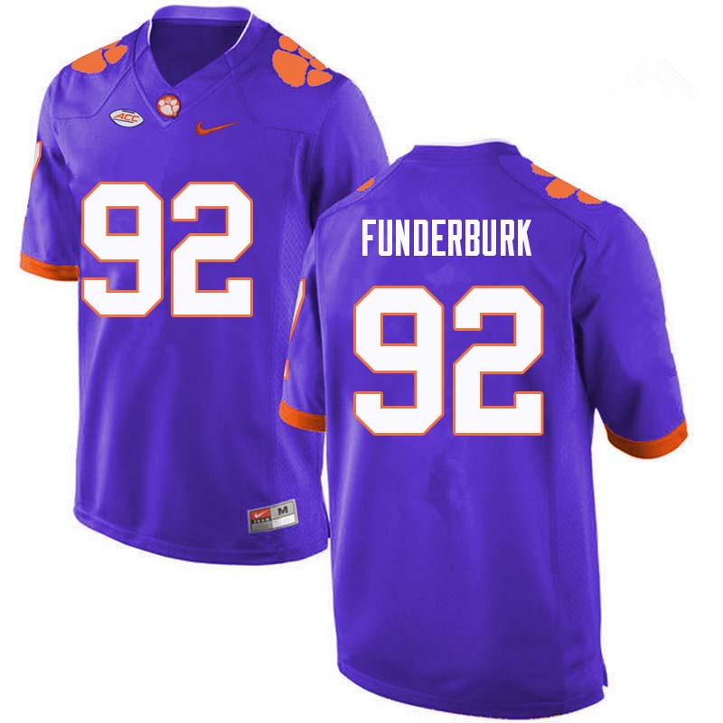 Men #92 Daniel Funderburk Clemson Tigers College Football Jerseys Sale-Purple - Click Image to Close